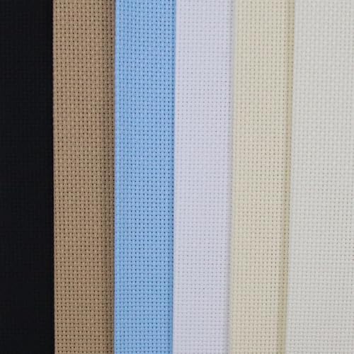 Image of KCS 6 pc of 12 inch x 18 inch (30cmx45cm) Counted Cotton Aida Cloth Cross Stitch Fabric (18CT-A)