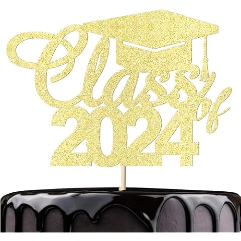 Artczlay Gold glitter graduation cake topper class of 2024 cake topper-graduation party cake decoration Cover