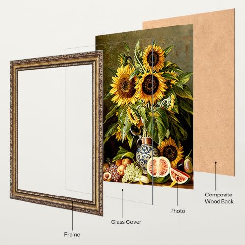 Image of eletecpro 8.5x11 Vintage Picture Frame, Glass Cover, Bronze Gold, 2-Pack | Display Photo 8.5x11, Horizontal or Vertical, Tabletop or Wall Decor