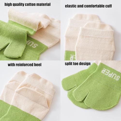 2 Pairs Cotton Two Toe Split Tabi V Socks Athletic Running Breathable Mesh Seperated Socks for Kids Girls Boys 3-12 Years4