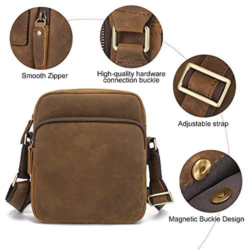 Augus Leather Messenger Crossbody Shoulder Bag for Men Work Business Casual Adjustable straps With YKK Metal Zipper3