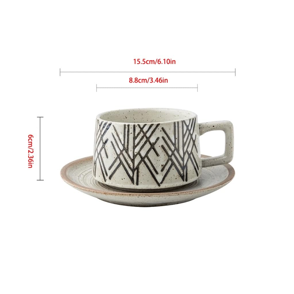 ENGENDER Tazas Cafe Taza De Cerámica Retro For El Hogar Café Gres Mug Cups(C)
