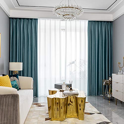 Blue Blackout Curtains Thicken Velvet Curtain Pencil Pleat Geometric Opaque Curtains for Livingroom Bedroom Kids Room Window Treatments,W170xL140cm*1 piece - Image 5