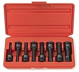 NEIKO 01137B 1/2' Drive Allen Bit Socket Set | 8 Piece | SAE | 1/4' to 3/4' | 3” Length | Cr-Mo Impact Grade