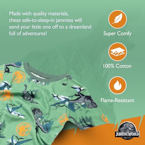 Jurassic World boys 4-piece Snug-fit Cotton Pajama Set, Soft & Cute for Kids2