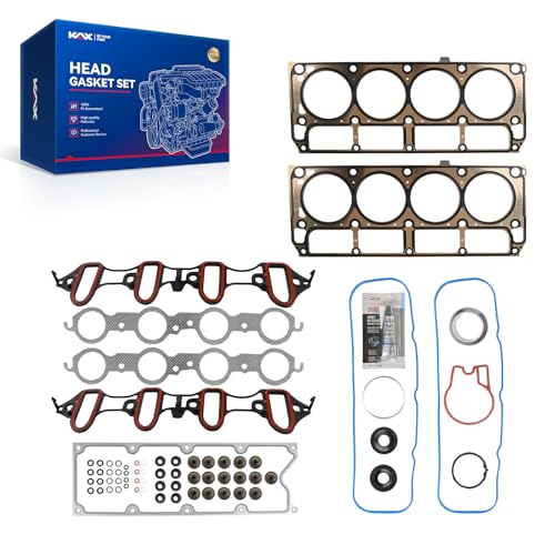 Image of KAX Engine Cylinder Head Gasket Set Compatible with Chevy Silverado Suburban Avalanche 1500 Tahoe 2002-2003, GMC Sierra Yukon XL 1500 2002-2003, Express Savana 4.8L 5.3L, Head Gasket Kit, OE#HS26191PT
