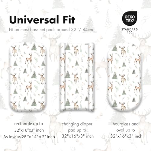 Image of Gllquen Baby Bassinet Sheets 2-Pack for Baby Girl Boy Reindeer