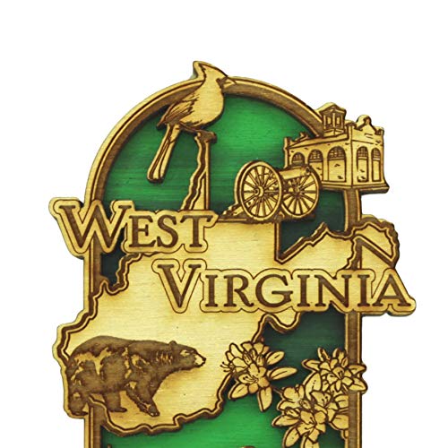 Imán decorativo de madera West Virginia souvenir 3 pulgadas miniatura 2
