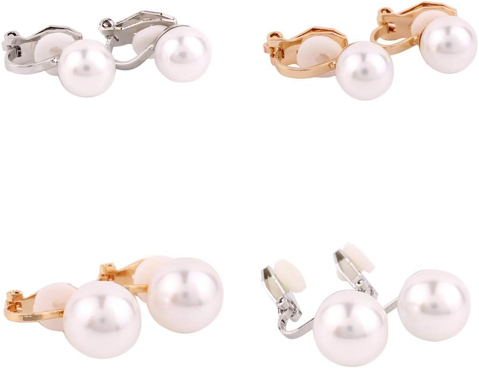 1-5 Pairs Pearl Clip on Earrings for Women Non Piercing Earrings Set Hypo-Allergenic Earrings