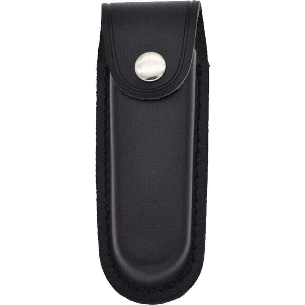 Sanfly Men's Black Folding Blade Pocket Knife Sheath Leather Knife Sheath Holder Leather Case With Snap Closure And Belt Loop Edc Pocket Pouch