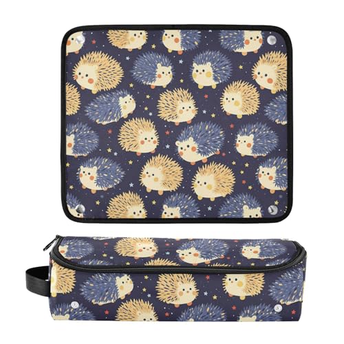 Cute Hedgehogs 2-in-1 Curling Iron Travel Case and Heat Resistant Mat Hair Tools Organizer Storage Bag for Flat Iron Hot Tools and Haircare Accessories Portable Organizer miniatura 3