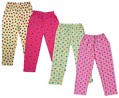 Image of indi weaves Regular Fit Pure Cotton Pajama Pants with All Over Print for Girls (Multicolor Designs)(Pack of 4)