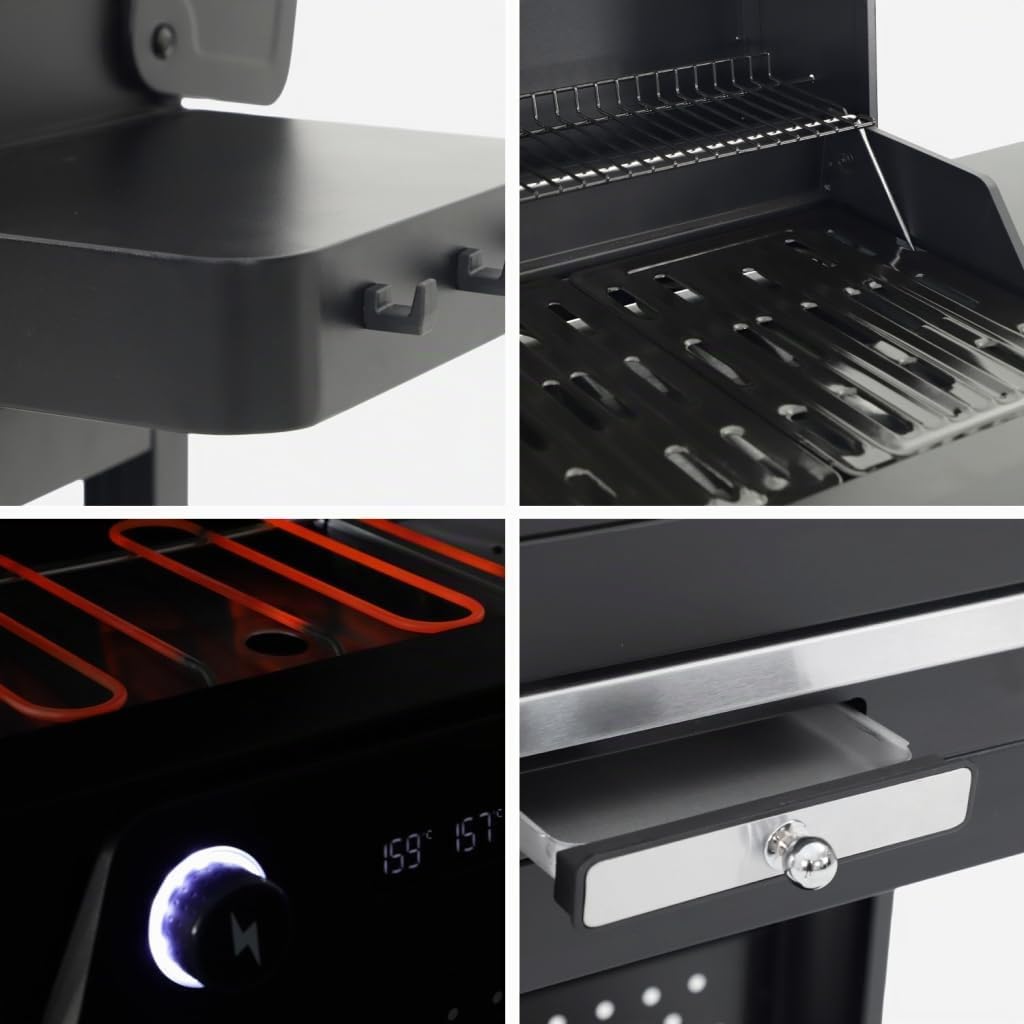 sweeek - Barbecue électrique acier émaillé 2 brûleurs 2300 W. 2 tablettes. thermomètre. écran de contrôle - Voltis