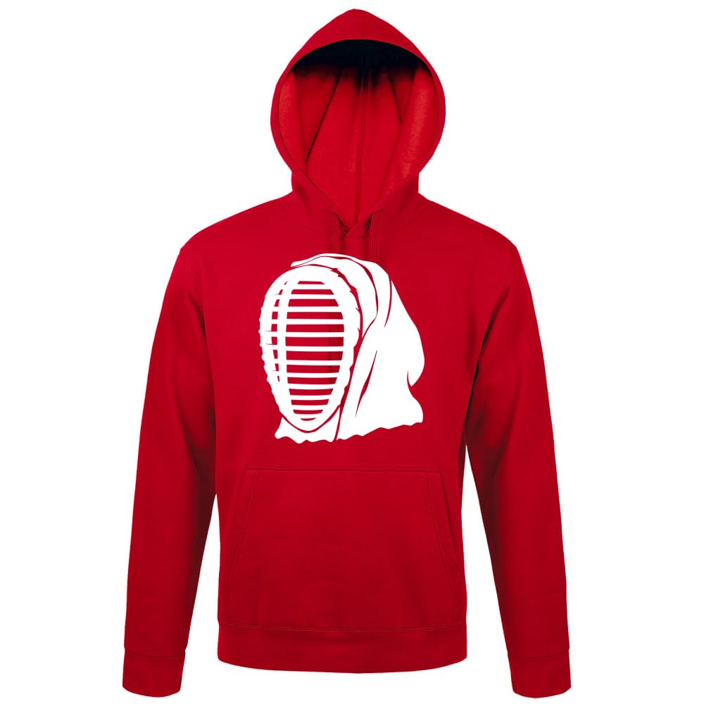Kendo - Felpa con cappuccio da uomo, Colore: rosso, M