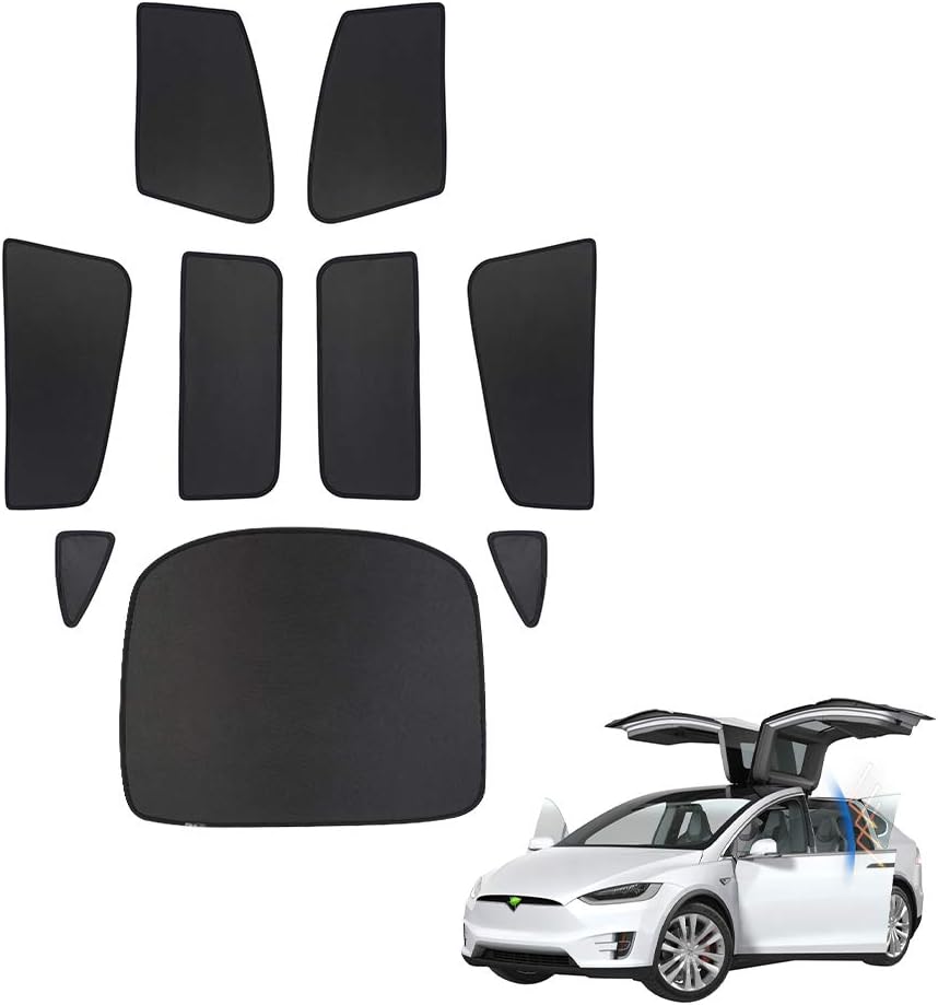 Magnet Mesh Side Car Window Sun Shades Child Kid Glare UV Rays Protection 9 PCS for Tesla Model X