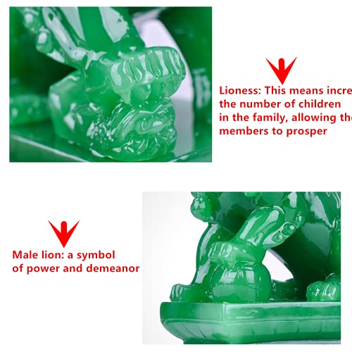Xizhi Feng Shui Porsperity Pair Of Fu Foo Dogs Guardian Lion Statues Traditional Chinese Statues Stone Of Green Statues Best Housewarming Congratulatory For Indoor Outdoor Placement Gift thumb #2