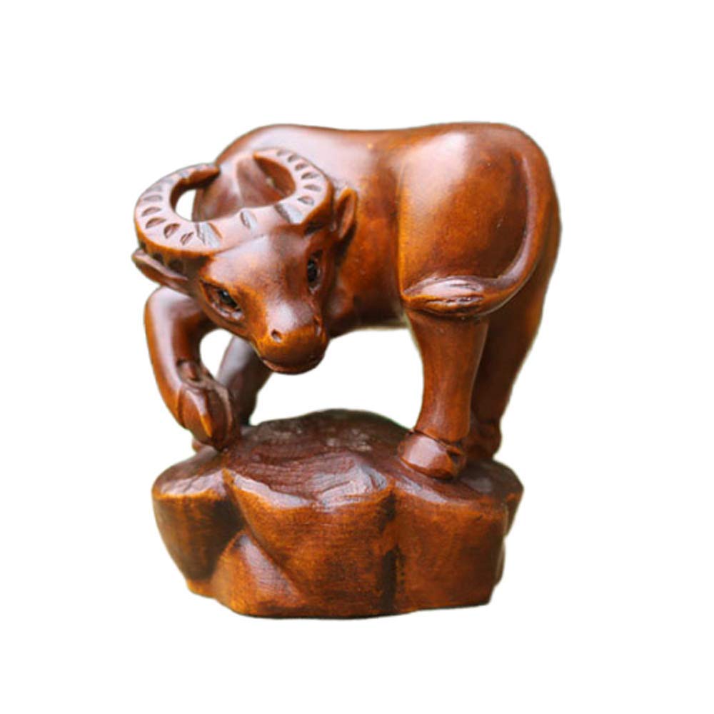 YNIYUJKL Feng Shui Ornaments Wooden Chinese Zodiac Statues Wood Decor Accessories Figurine,Home And Office Sculpture,Best Gift,Pig,Oxe-A