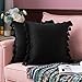 MIULEE Pack de 2 Terciopelo Funda de Borla Cojine Fundas Almohada del Sofá Throw Cojín Decoración Caso de la Cubierta Decorativo Almohadas para Sala de Estar 18x18inch 45x45cm Negro
