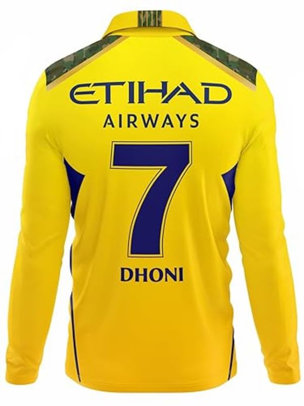 Image of CSK Thala Dhoni 7 Cricket Team Jersey Tshirt 2024 (Boys,Kids,Men)