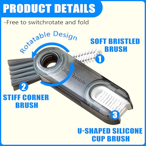 Image of Cup Lid Gap Cleaning Brush 3PCS Bottle Brushes 3 in 1 Cup Lid Gap Cleaner Crevice Cleaning Brush Home Kitchen Crevice Cleaning Tools (3PCS Style 4)