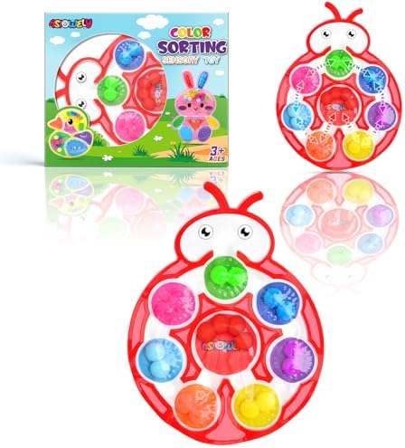 Color Sorting Sensory Toys for Kids with Autism Toddler Toys for Airplane Travel Road Trip Preschool Montessori Toy Fine Motor Skills Christmas Stocking Stuffer Gift for Boys Girls B