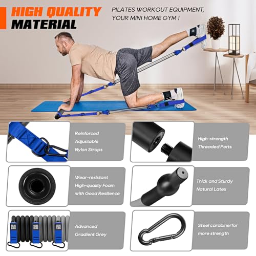 Image of KUTIZE Pilates Bar Kit with Resistance Bands, Heavy Duty Pilates Equipment for Men, Training Bands with Handles for Legs, Hip, Back, Arm, Abs, Chest, Shoulders, Portable Home Gym Workout Equipment