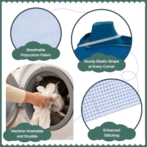 Image of Children's Factory Cot Sheets for Daycare, Gingham, Set of 5 | Toddler Size 38.5 inch x 22.5 inch Cot Sheets, Machine Washable PolyCotton Blend Toddler Cot Sheets, Daycare Essentials