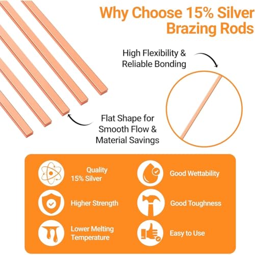 Dytabepl Silber-Lötstäbe 15%, 20 Stück 10 Flussmittelbeschichtetes Set, für Kupferverarbeitung und Sanitär HVAC Lötset