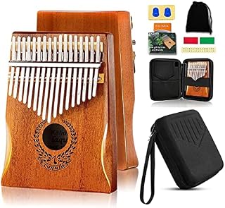 Kalimba 17 Klawiszy Fortepian Przenośny Mbira Sanza Palec Fortepian Profesjonalny Instrument Muzyczny z Etui Ochronnym, Instrukcja Nauki, Młotek Strojeniowy Prezent Dla Dzieci Dorosłych