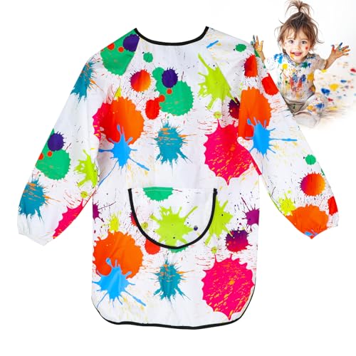 Kimimara Kinder Kunst Malschürze Malerkittel Maler Berufskleidung Wasserdicht Beschichtet Kittel Schmutzabweisend Schürze für Jungen Mädchen 7-12...