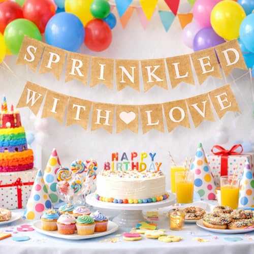 Shimmer Anna Shine Sprinkled With Love Burlap Banner for Baby Shower Decorations, Birthday Party, Bridal Shower, Wedding Decor by Shimmer Anna Shine - Used condition - Image 6