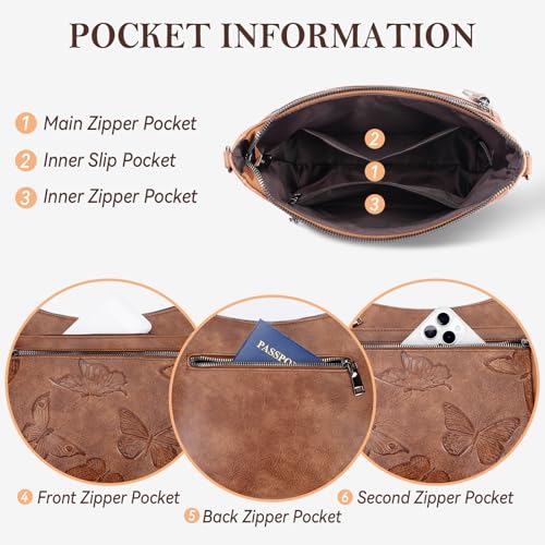 Image of BELTANA Crossbody Bags for Women Trendy Vegan Leather Hobo Purses Medium Butterfly Cross Body Purse with Wide Strap | Adjustable Strap