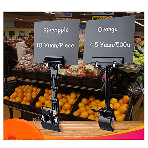 6 Stück schwarze Kunststoff-Schilderhalter-Clips, drehbar, Warenpreis-Etikett, Display-Clip, Werbeschilderhalter für Supermarkt, Geschäft, Ausstellung, Einzelhandel