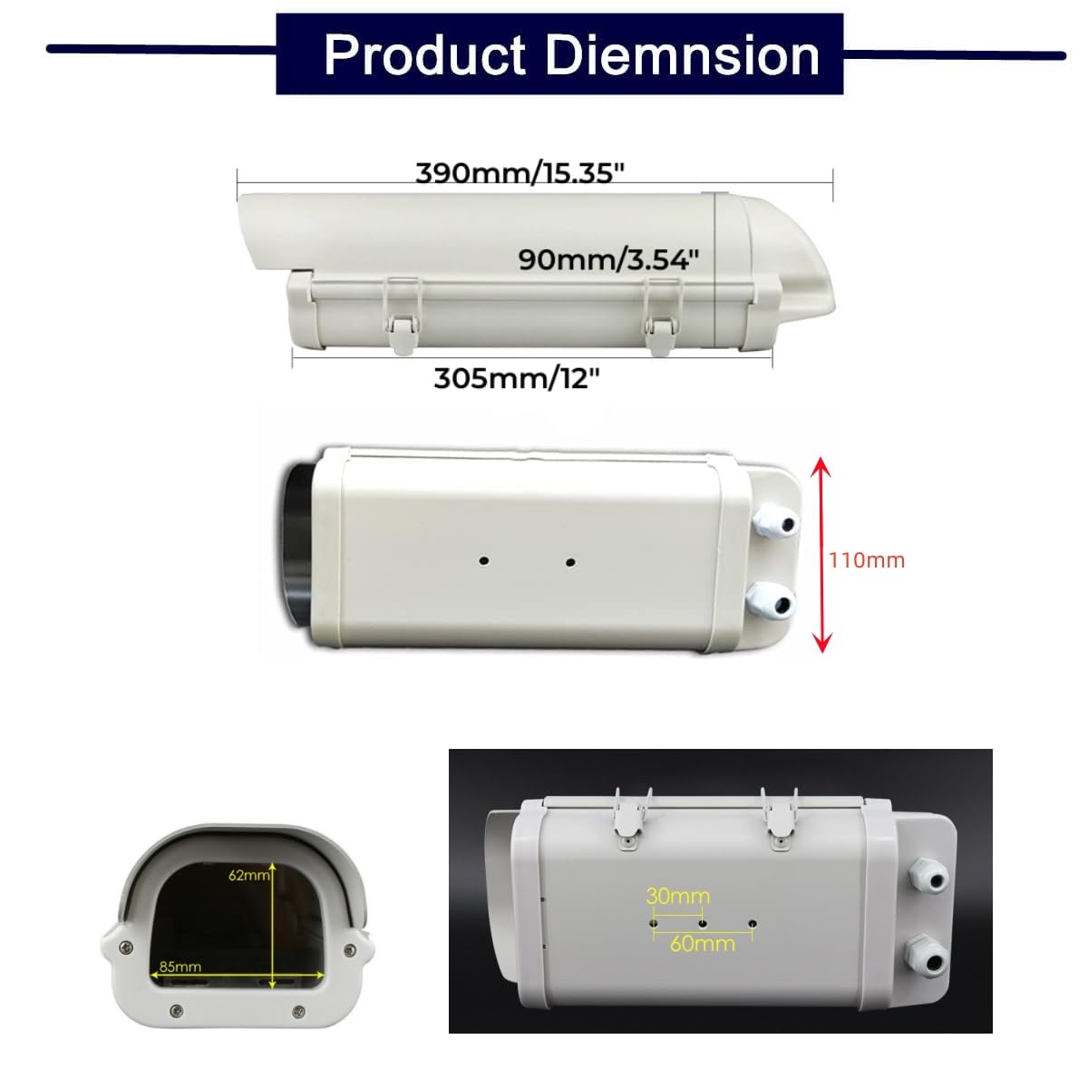 Boîtier de sécurité CCTV en aluminium pour intérieur et extérieur - Boîte de jonction robuste et résistante aux intempéries pour système de caméras de surveillance CCTV
