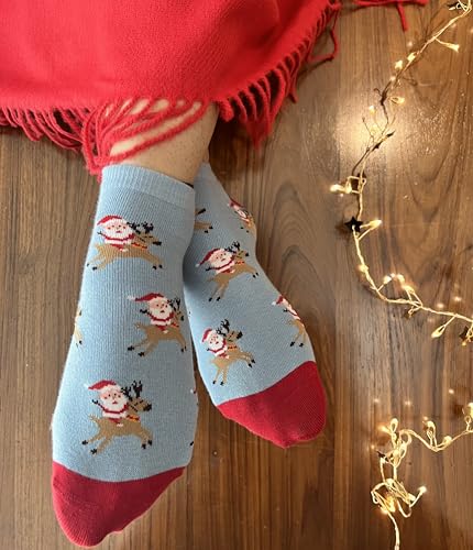 Image of Mint & Oak Low Cut Ankle Women Socks, Christmas Gift Quirky Socks For Friends, Cute Funky Socks, Christmas Secret Santa Gifts For Women
