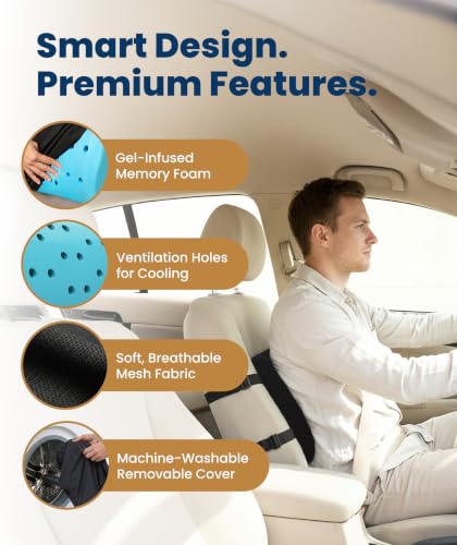 Image of Everlasting Comfort Lumbar Support Pillow for Office Chair - Improves Posture, Promotes Back Pain Relief - Superior Back Support for Gaming and Desk Chairs - Lumbar Pillow for Car, Couch