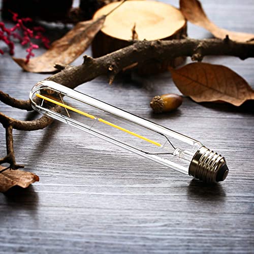 Dimmable T10 Led Bulbs 3000K Warm White Led Tubular Edison Light Bulbs 4W Tube Vintage Led Bulbs 40 Watt Equivalent,E26 Medium Base 400Lm,Clear Glass Cover, 7.3In(185Mm), 4-Pack #TOP1