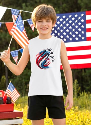 Image of Boys 4th of July Patriotic Sleeveless Tee American Flag Tank Top 6-14 Years
