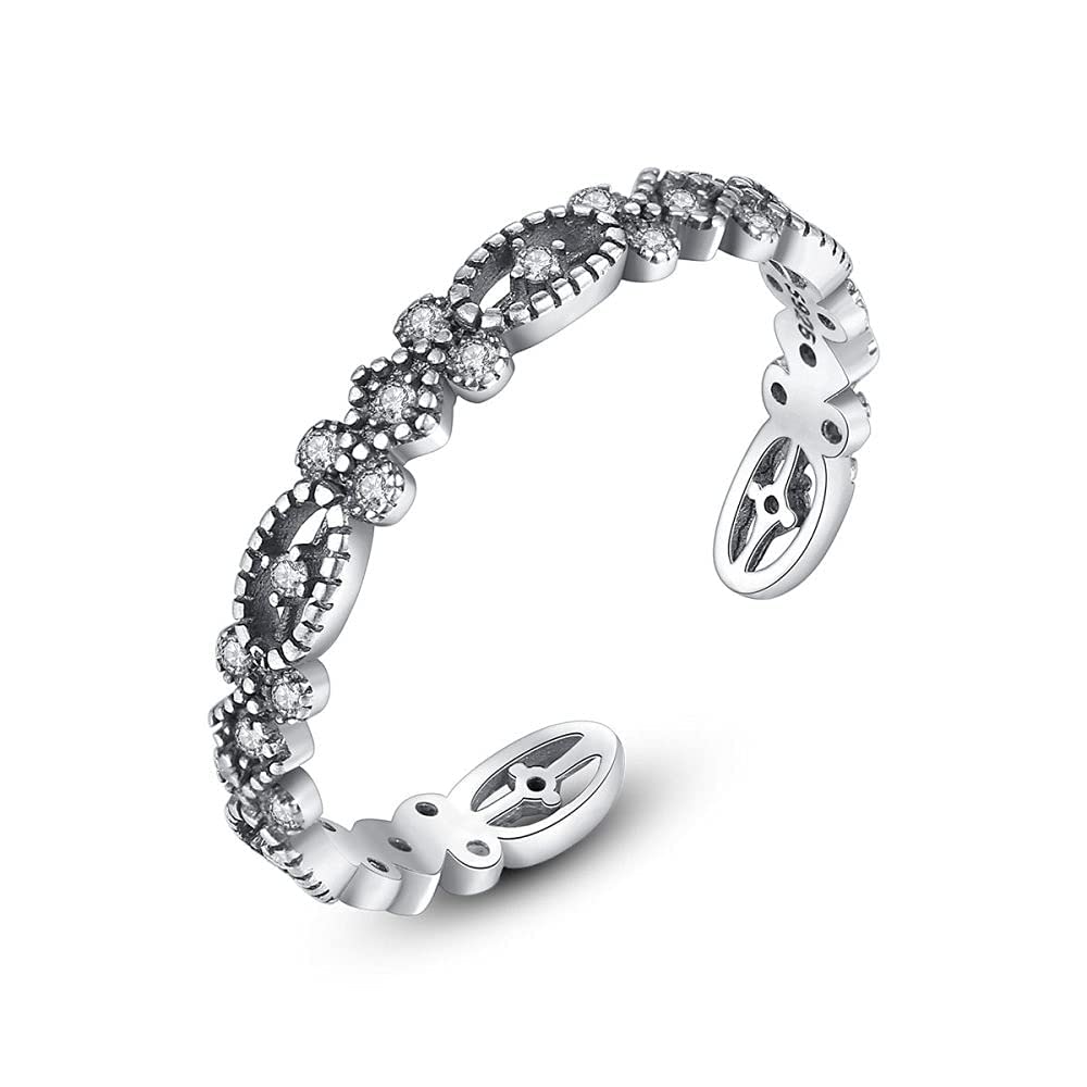 Anello aperto regolabile da donna - Palazzo intarsiato con anello da dito in zircone 3A, anello congiunto impilabile di tendenza, regali di compleanno economici unici per donne e