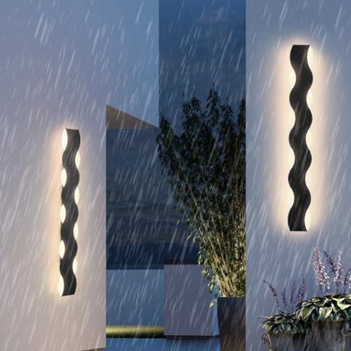 Applique murale extérieure LED noire de 100cm pour éclairer un jardin moderne