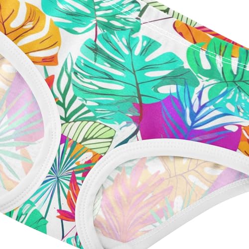 Joisal Girls Underwear Toddler 2t Cotton Girl Panties Cute Fun Briefs Undies Kids Abstract Colorful Tropical Leaves4