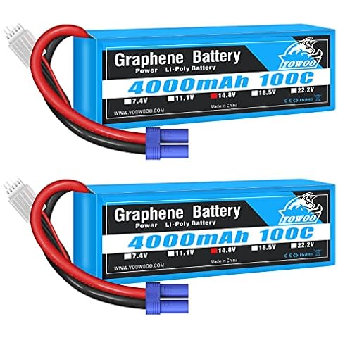 YOWOO 2 Packs 4S 14.8V 4000mAh 100C Graphene Battery with EC5 Plug RC Battery for RC Evader BX Car Truggy Truck Multirotors Hexacopter Octacopters Airplane UAV Drone FPV Hobby Cover