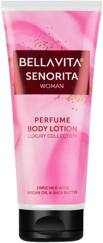 Bella Vita Luxury Senorita Woman Perfume Body Lotion for Nourishing, Hydrating, Soft, Supple,Healthy Skin with Argan Oil and Shea Butter 200 Ml