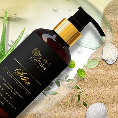 Image of Organic Affaire Silka Natural Shampoo (All-Hair) | Basil, Tea Tree & Aloe Vera | Volumizing Shampoo for Dandruff | Free from Paraben, SLS, Alcohol & Mineral Oil 200ml