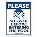 VictoryStore Yard Sign Outdoor Lawn Decorations: Please Shower Before Entering The Pool Aluminum Sign, Size 12 inch x 18 inch