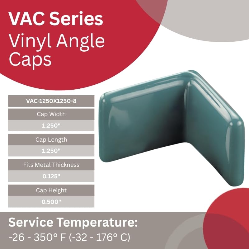 Image of Caplugs VAC-1250X1250-8 VAC Series, Vinyl Angle Caps, Protection from Sharp Metal Edges, Durable, Flexible, Black Vinyl, Angle Frame Size 1.250 inch, Metal Thickness 0.125 inch, Pack of 40 (99390638)