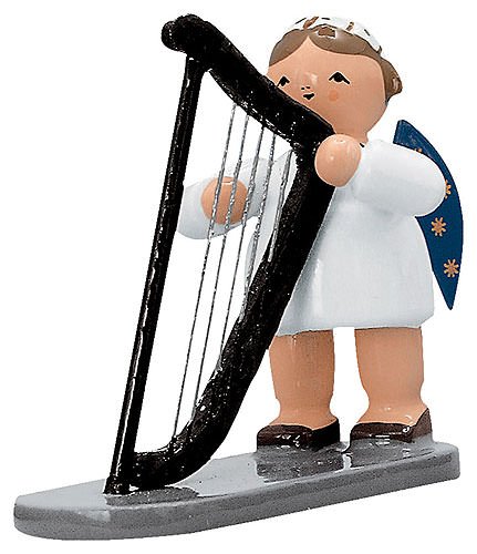 Ángel con Arpa KWO Olbernhau 75615 adorno duradero contra figuras de plástico