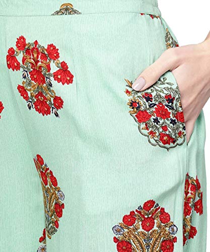 Image of Libas Gerua Womens Printed Viscose Straight Kurta With Palazzos | daily wear suit