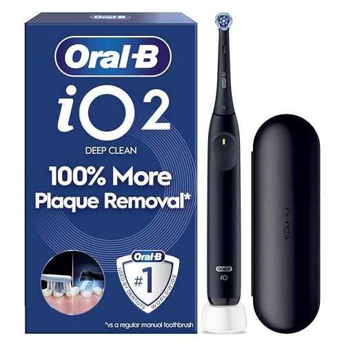 Oral-B iO2 Night Black Electric Toothbrush, 1 Toothbrush Head, 1 Travel Case, Designed by Braun