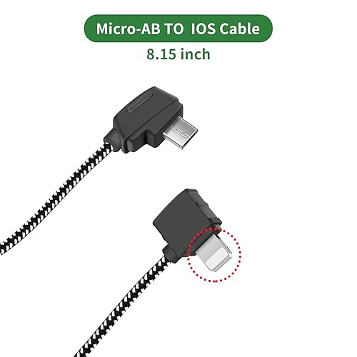Miniatura 3 de Cable de control remoto Micro-AB a iOS de 8.15 pulgadas para DJI Mavic Mini/SE/Air/Pro Platinum, Mavic 2 Pro Zoom, cable de datos de teléfono RC